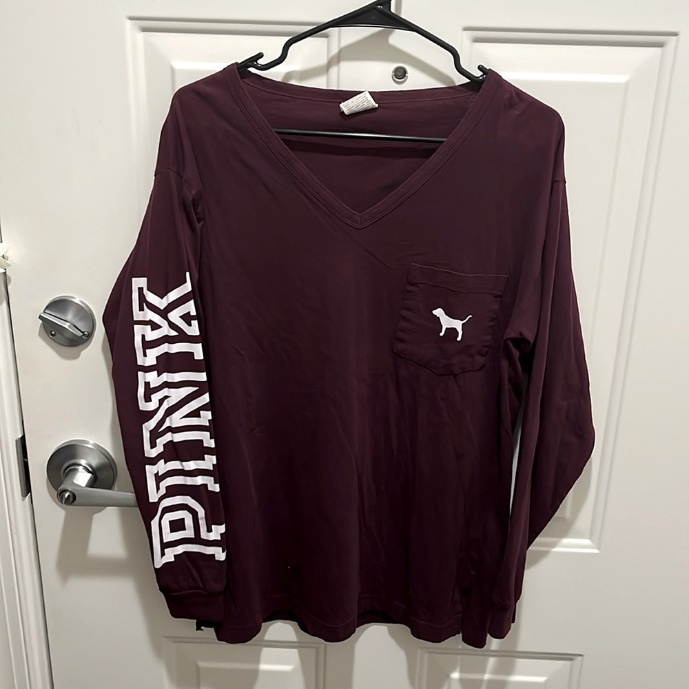 “Pink” long sleeve v neck